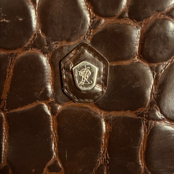 Ralph Lauren Tote Bag Women's Brown Burgundy Vintage 90s Y2K Leather Crocodile - Picture 9 of 9